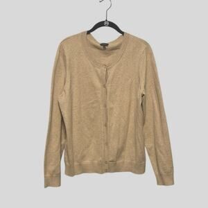 Talbots Pima Cotton Button Front Tan Cardigan Size XLarge
